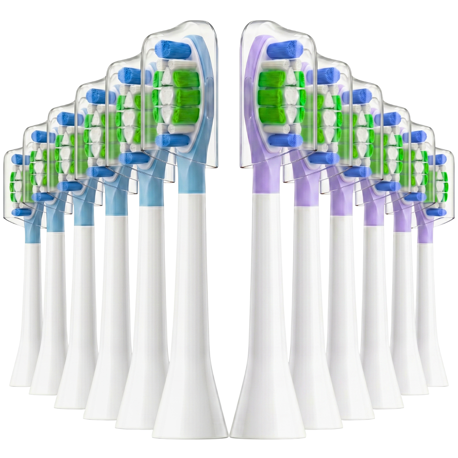 Jec-B Smile Aufsteckbürsten kompatibel mit Philips Sonicare – 12er Set Medium (6 Blau + 6 Lila)