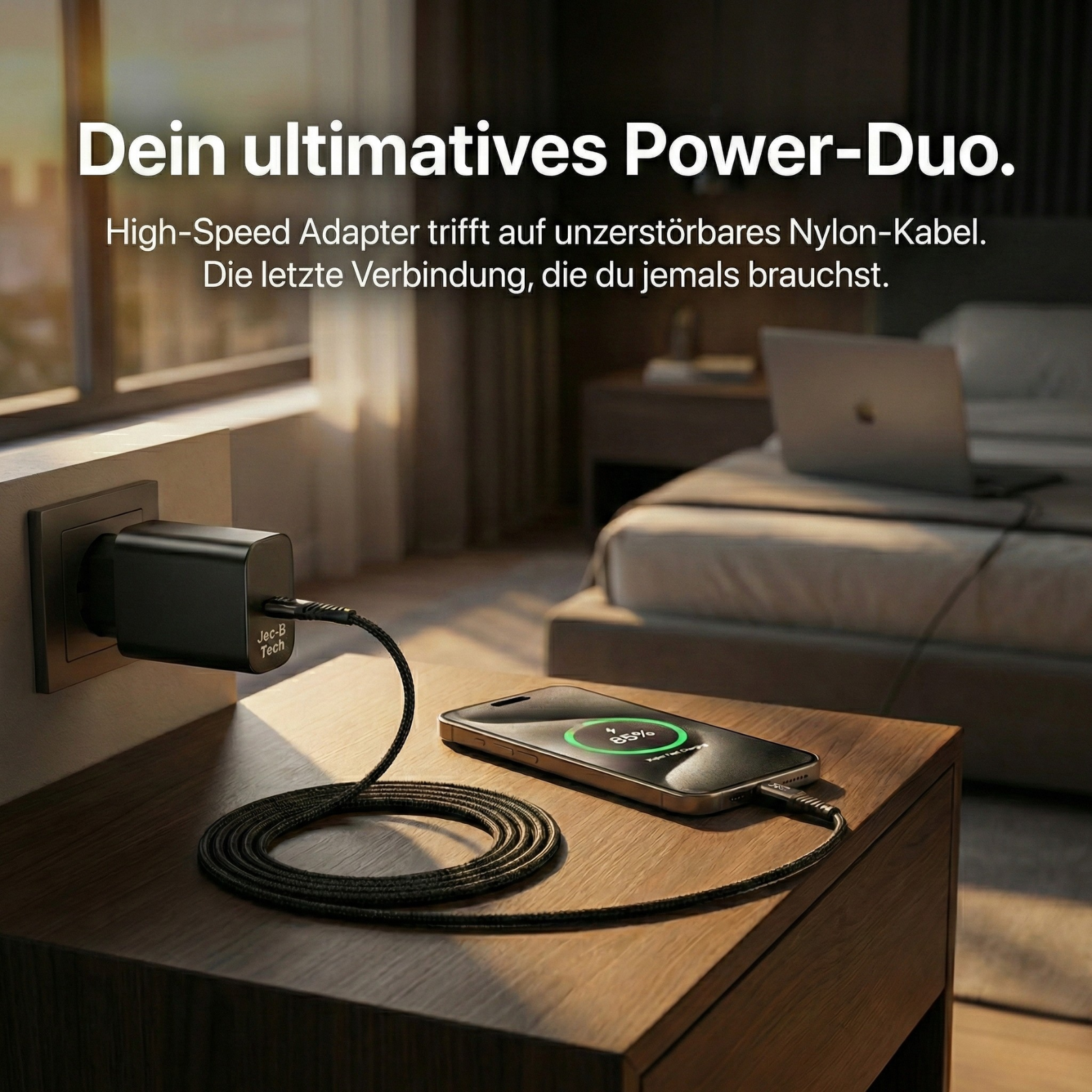 Jec-B Tech Ultimate Power-Bundle: 45-W-Schnellladegerät + 60-W-Nylonkabel