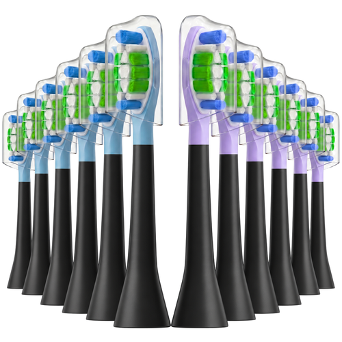 Jec-B Smile Aufsteckbürsten für Philips Sonicare – 12er-Set mit schwarzen Stielen und Schutzkappen