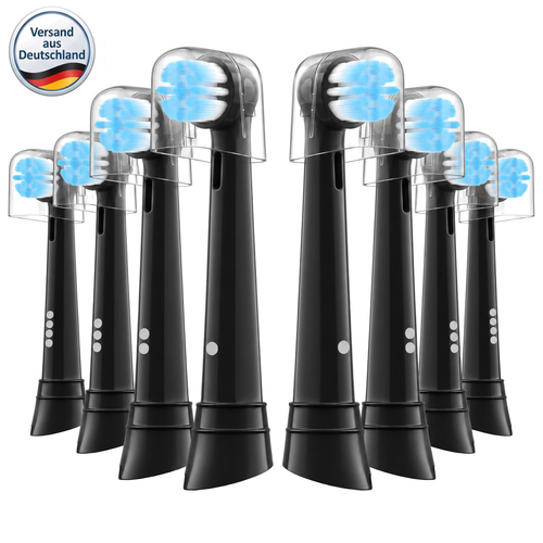 Jec-B Smile Aufsteckbürsten Soft für Oral-B iO – 8er Pack Schwarz mit weichen Borsten