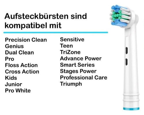 Jec-B Smile Aufsteckbürsten kompatibel mit Oral-B – 20er Set (Rundkopf, Precision Clean / CrossAction)